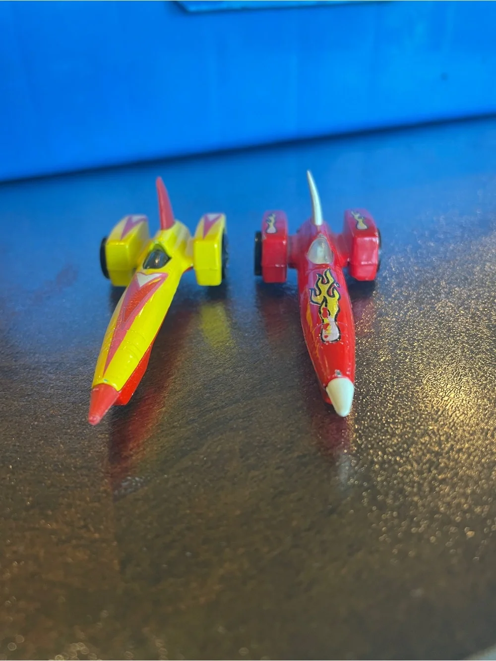 2 Vintage Hot Wheels Land Speed Jet Rocket Cars 1979, RedFlames- X8 yellow/red